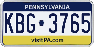 PA license plate KBG3765