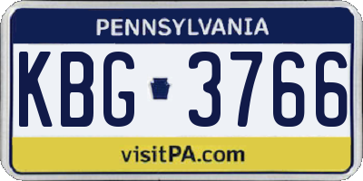 PA license plate KBG3766