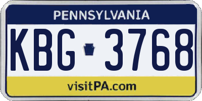 PA license plate KBG3768