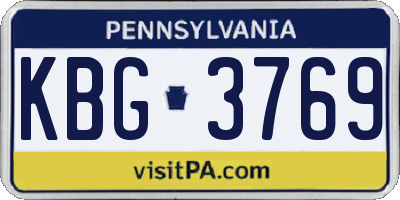 PA license plate KBG3769