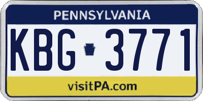 PA license plate KBG3771