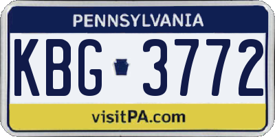 PA license plate KBG3772