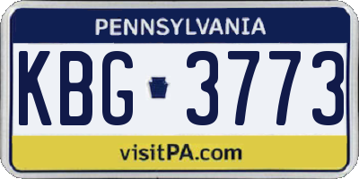 PA license plate KBG3773