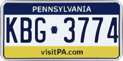 PA license plate KBG3774