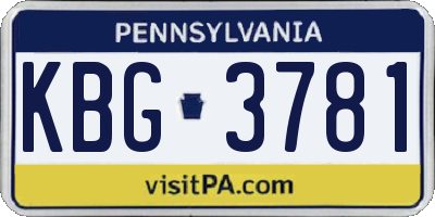 PA license plate KBG3781