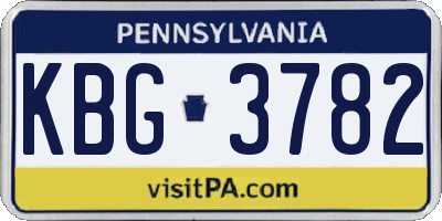 PA license plate KBG3782
