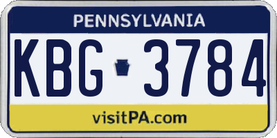 PA license plate KBG3784