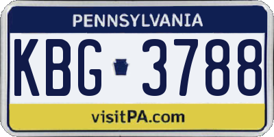 PA license plate KBG3788