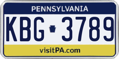 PA license plate KBG3789