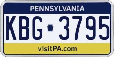 PA license plate KBG3795