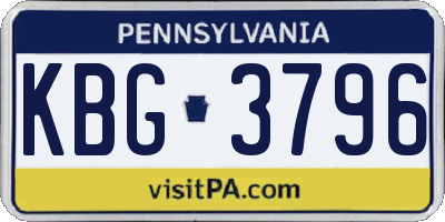 PA license plate KBG3796