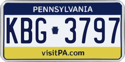 PA license plate KBG3797