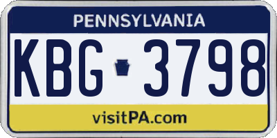PA license plate KBG3798