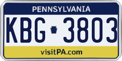 PA license plate KBG3803