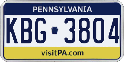 PA license plate KBG3804