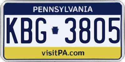 PA license plate KBG3805