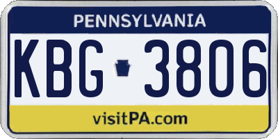 PA license plate KBG3806