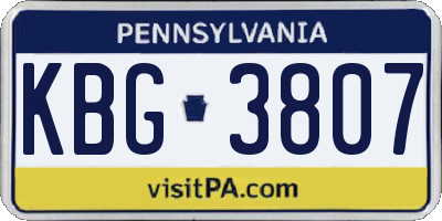 PA license plate KBG3807