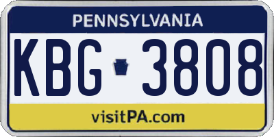PA license plate KBG3808