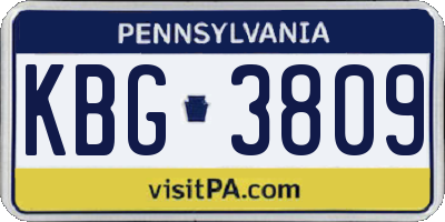 PA license plate KBG3809