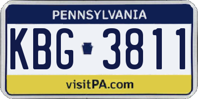 PA license plate KBG3811