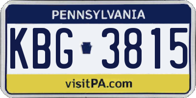 PA license plate KBG3815