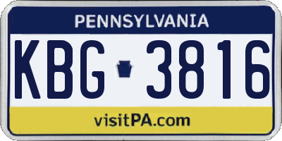 PA license plate KBG3816