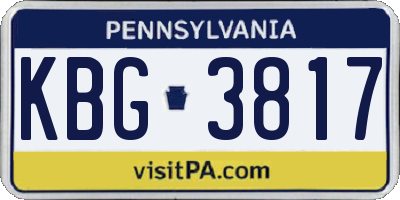 PA license plate KBG3817