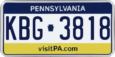 PA license plate KBG3818