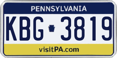 PA license plate KBG3819