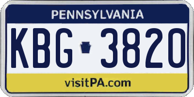 PA license plate KBG3820