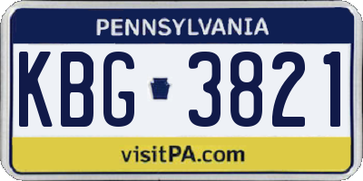 PA license plate KBG3821