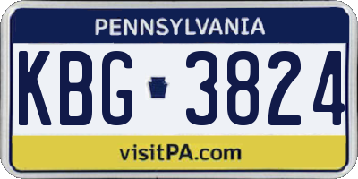 PA license plate KBG3824