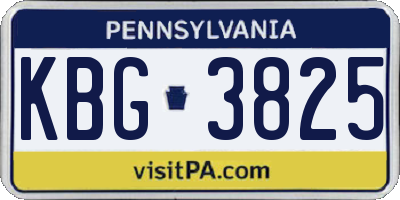 PA license plate KBG3825