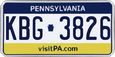 PA license plate KBG3826