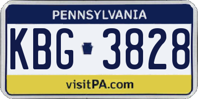 PA license plate KBG3828