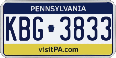 PA license plate KBG3833