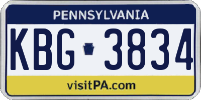 PA license plate KBG3834