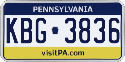 PA license plate KBG3836