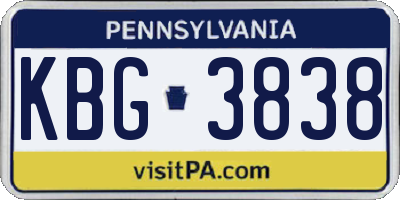PA license plate KBG3838