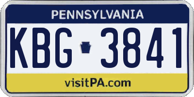 PA license plate KBG3841