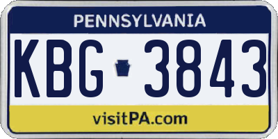 PA license plate KBG3843