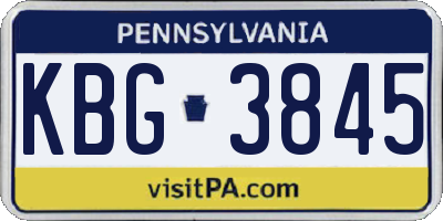 PA license plate KBG3845