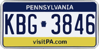 PA license plate KBG3846