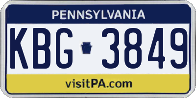 PA license plate KBG3849