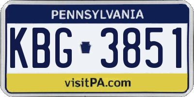 PA license plate KBG3851