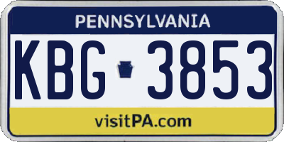 PA license plate KBG3853