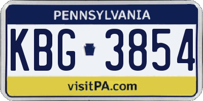 PA license plate KBG3854