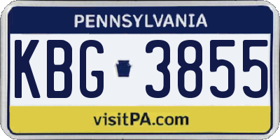 PA license plate KBG3855