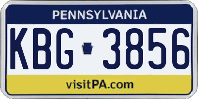 PA license plate KBG3856